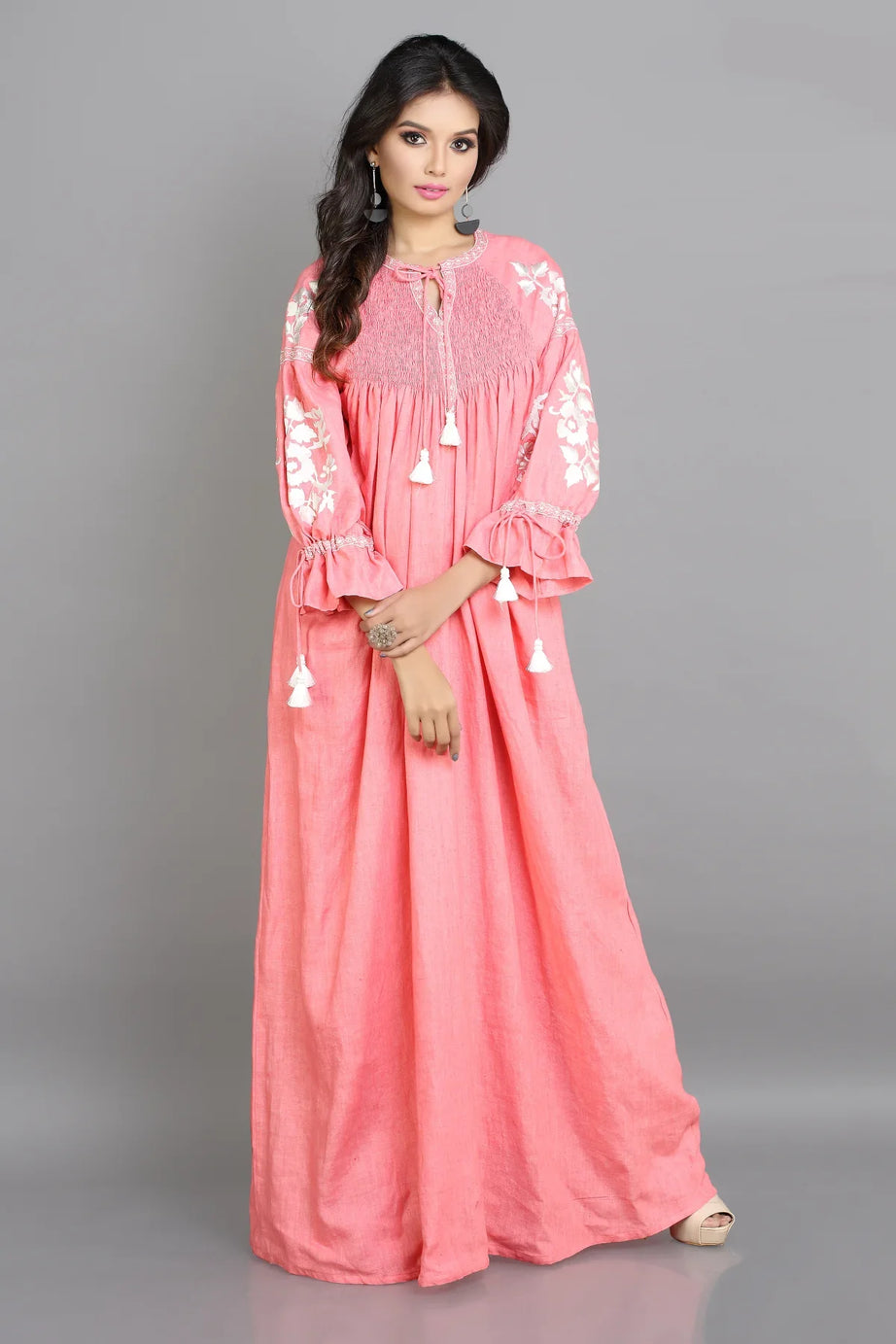 Long ladies caftan with pretty embroidery details